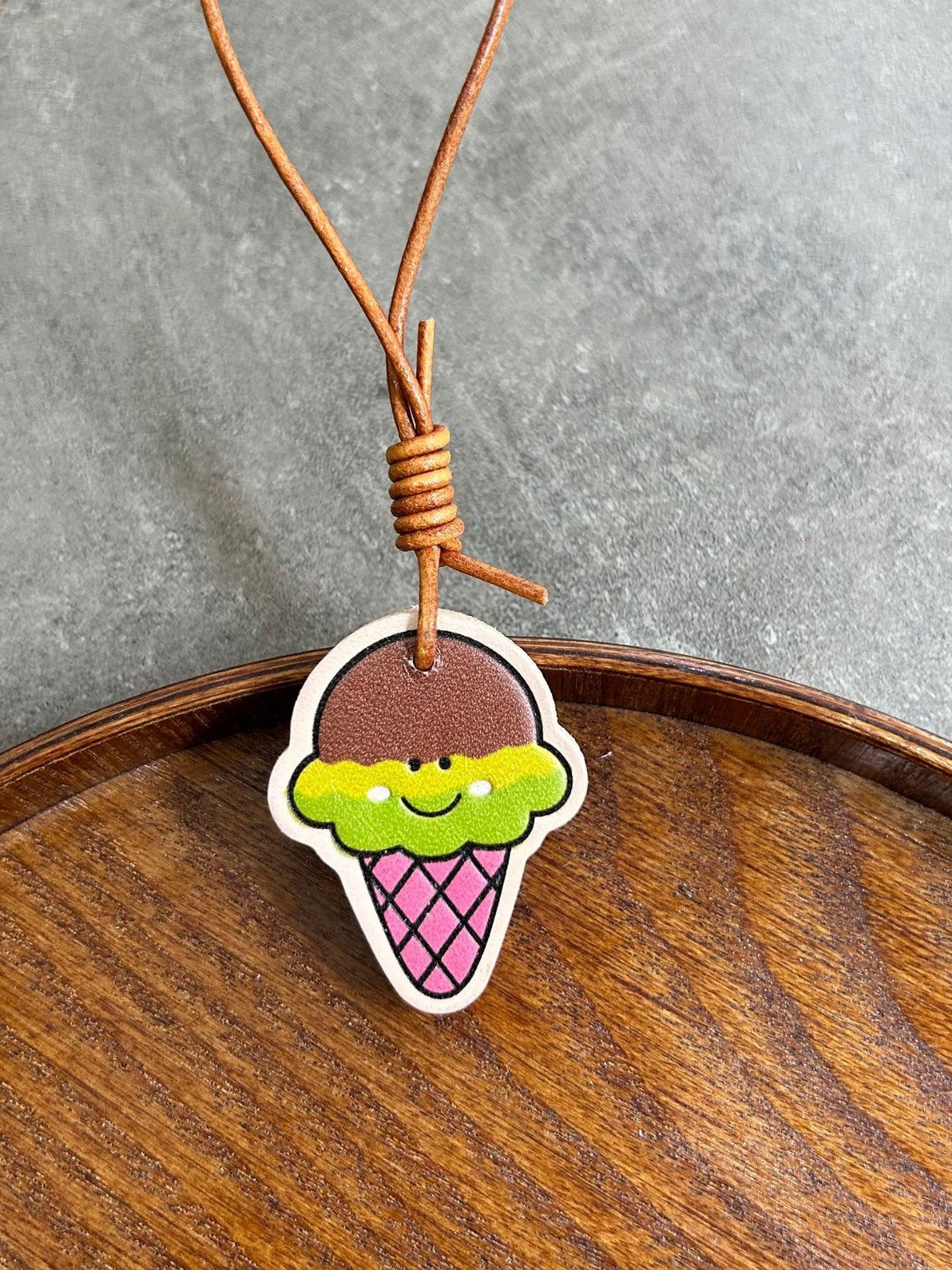Ice Cream Leather Charm | Cute Colorful Pendant | Bag & Key Accessory