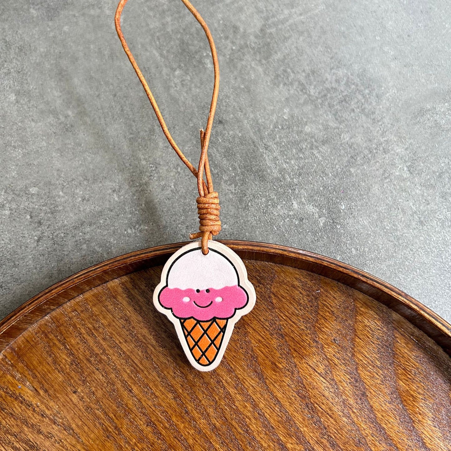 Ice Cream Leather Charm | Cute Colorful Pendant | Bag & Key Accessory
