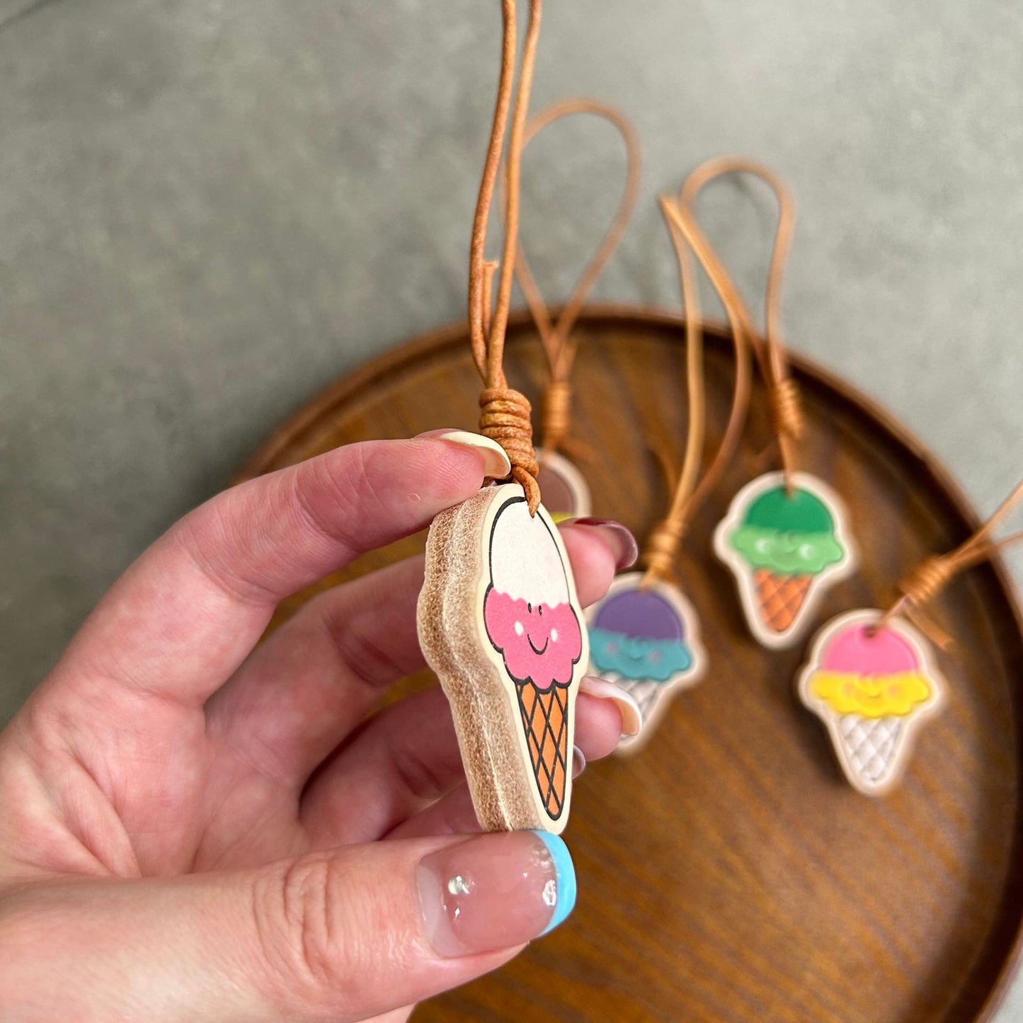 Ice Cream Leather Charm | Cute Colorful Pendant | Bag & Key Accessory