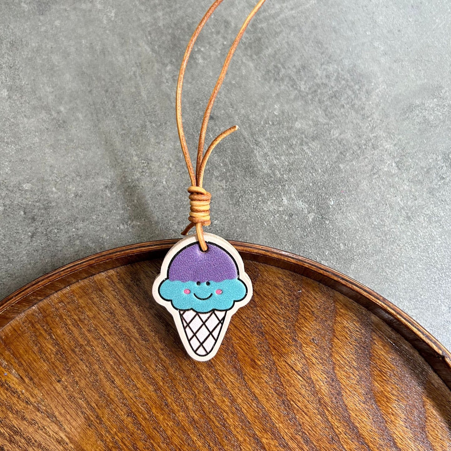 Ice Cream Leather Charm | Cute Colorful Pendant | Bag & Key Accessory