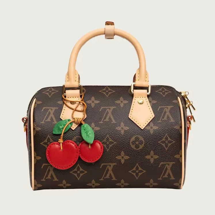 π Cherry Leather Charm β Cute Bag Accessory