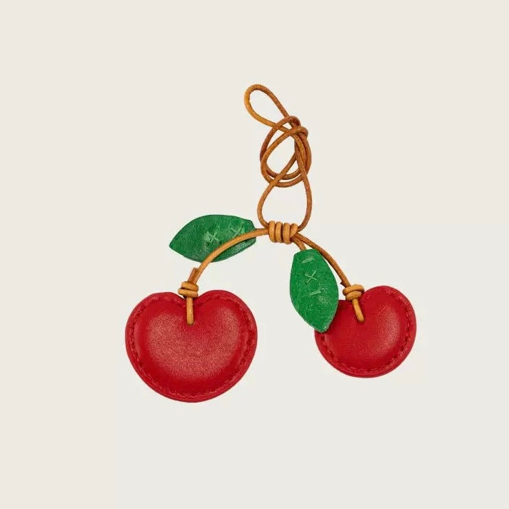 π Cherry Leather Charm β Cute Bag Accessory
