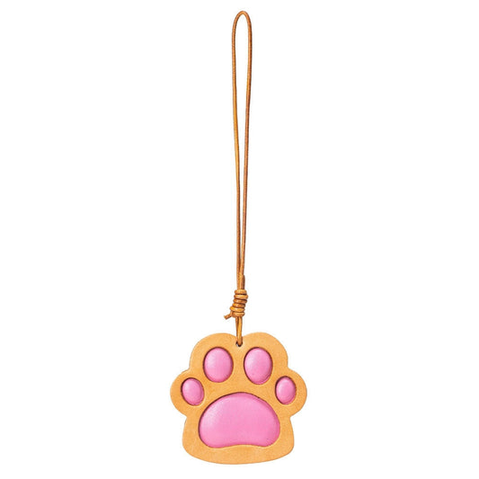 Pink leather cat paw pendant β handmade pet lover accessory