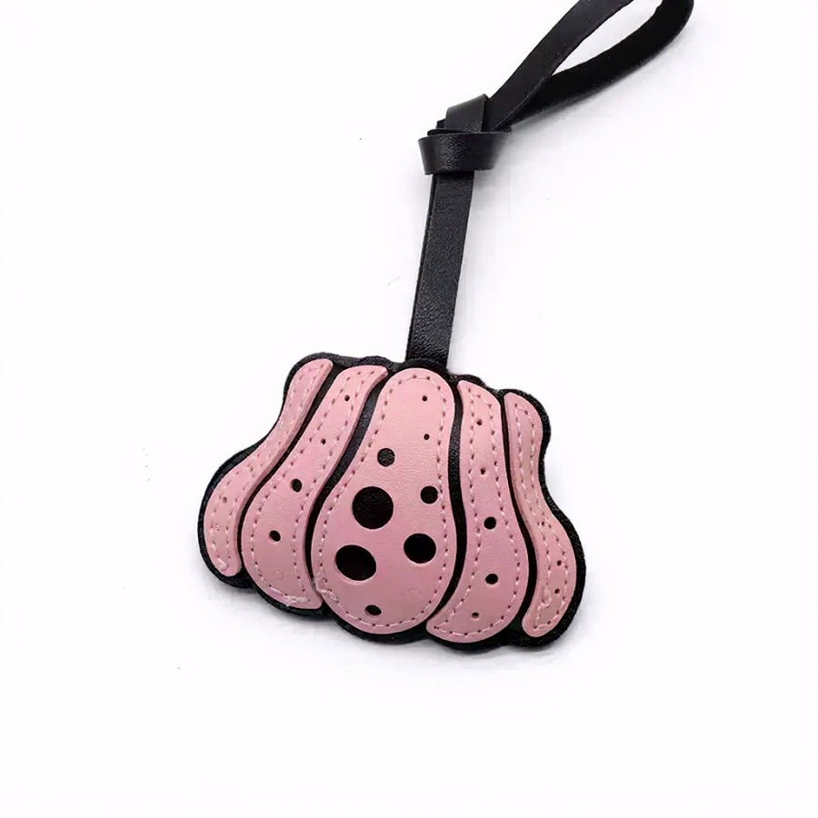 Leavo Pumpkin Leather Keychain – Sweet Pink 🌸