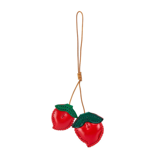 Handmade leather fruit charm β colorful bag accessory