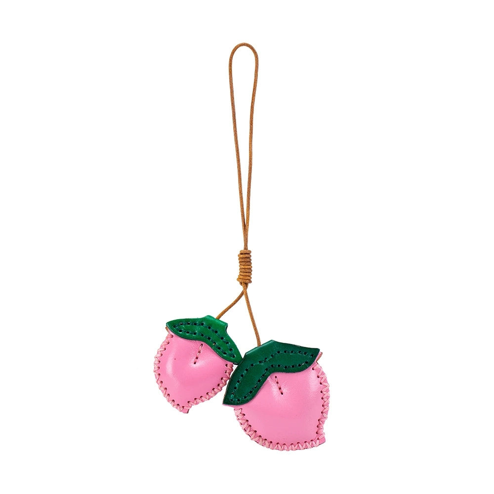 Leather bag charm fruit design – handmade keychain
