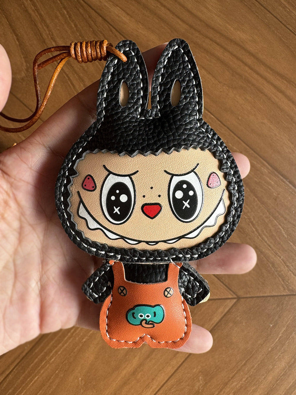 Handmade Leather Bunny Doll Keychain – Colorful Cartoon Bag Charm, Kawaii Leather Pendant, Gift for Her