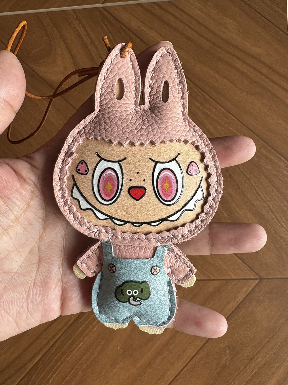 Handmade Leather Bunny Doll Keychain – Colorful Cartoon Bag Charm, Kawaii Leather Pendant, Gift for Her