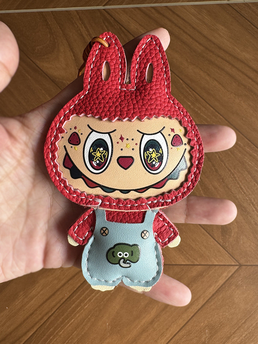 Handmade Leather Bunny Doll Keychain – Colorful Cartoon Bag Charm, Kawaii Leather Pendant, Gift for Her