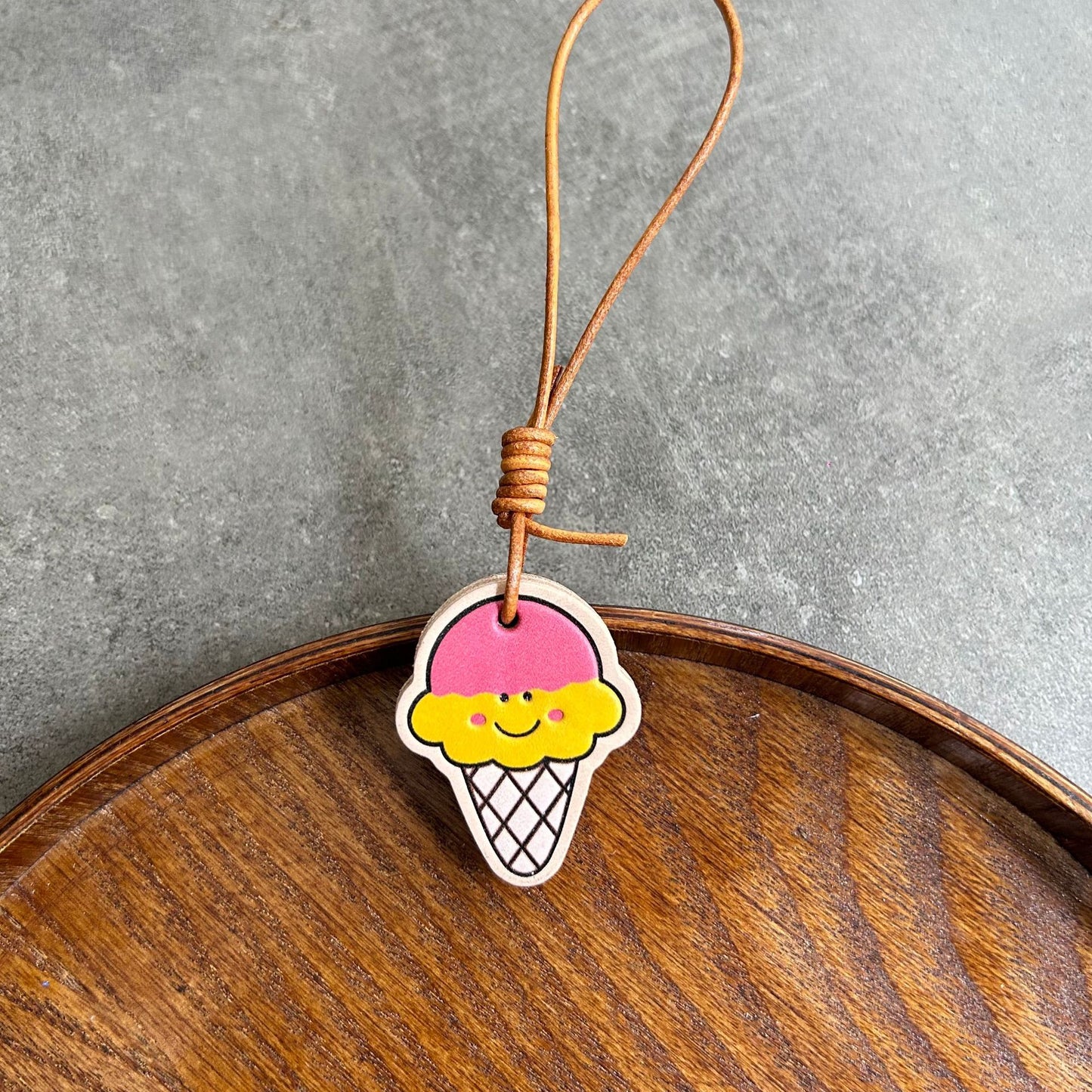 Ice Cream Leather Charm | Cute Colorful Pendant | Bag & Key Accessory