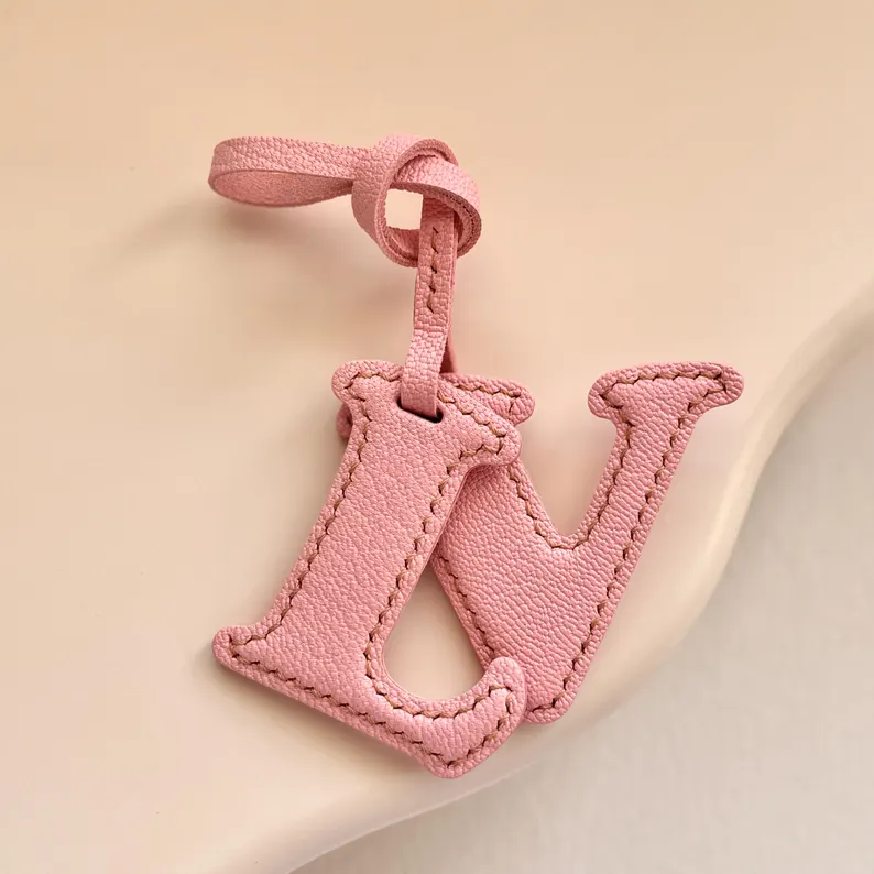 Custom Leather Initial Keychain – Personalized Alphabet Bag Charm Gift
