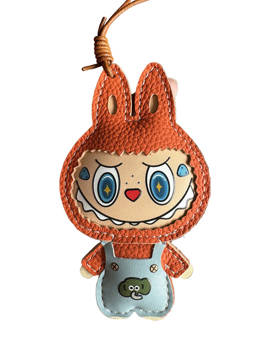 Handmade Leather Bunny Doll Keychain – Colorful Cartoon Bag Charm, Kawaii Leather Pendant, Gift for Her