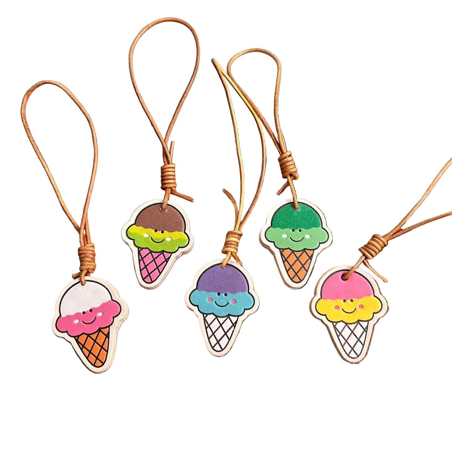 Cute ice cream leather charm for bags and keychains