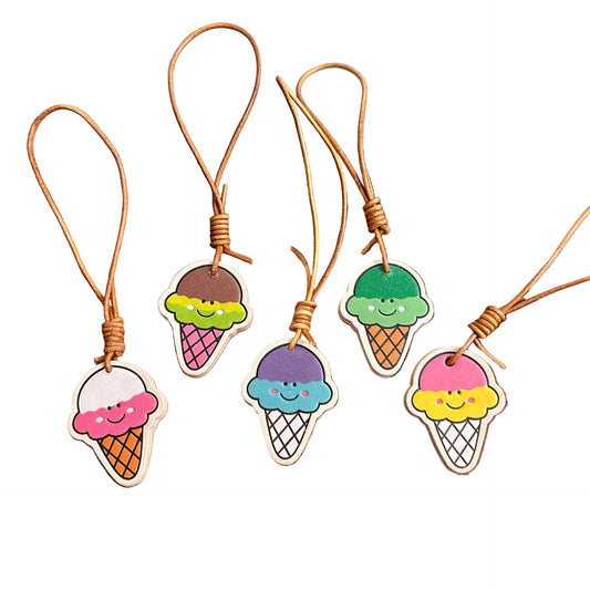 Cute ice cream leather charm for bags and keychains
