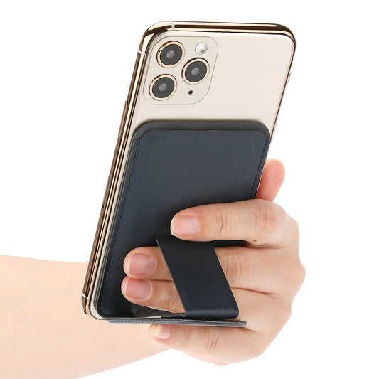 LEAVO Magnetic Leather Phone Grip – Slim Card Holder Stand