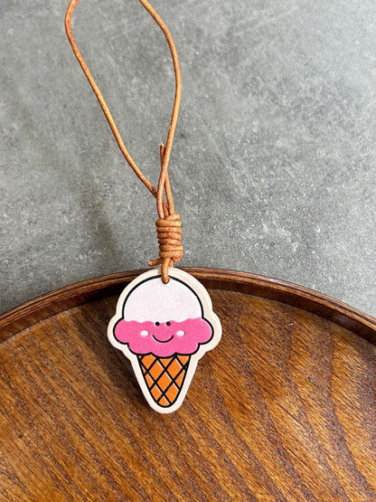 Ice Cream Leather Charm | Cute Colorful Pendant | Bag & Key Accessory