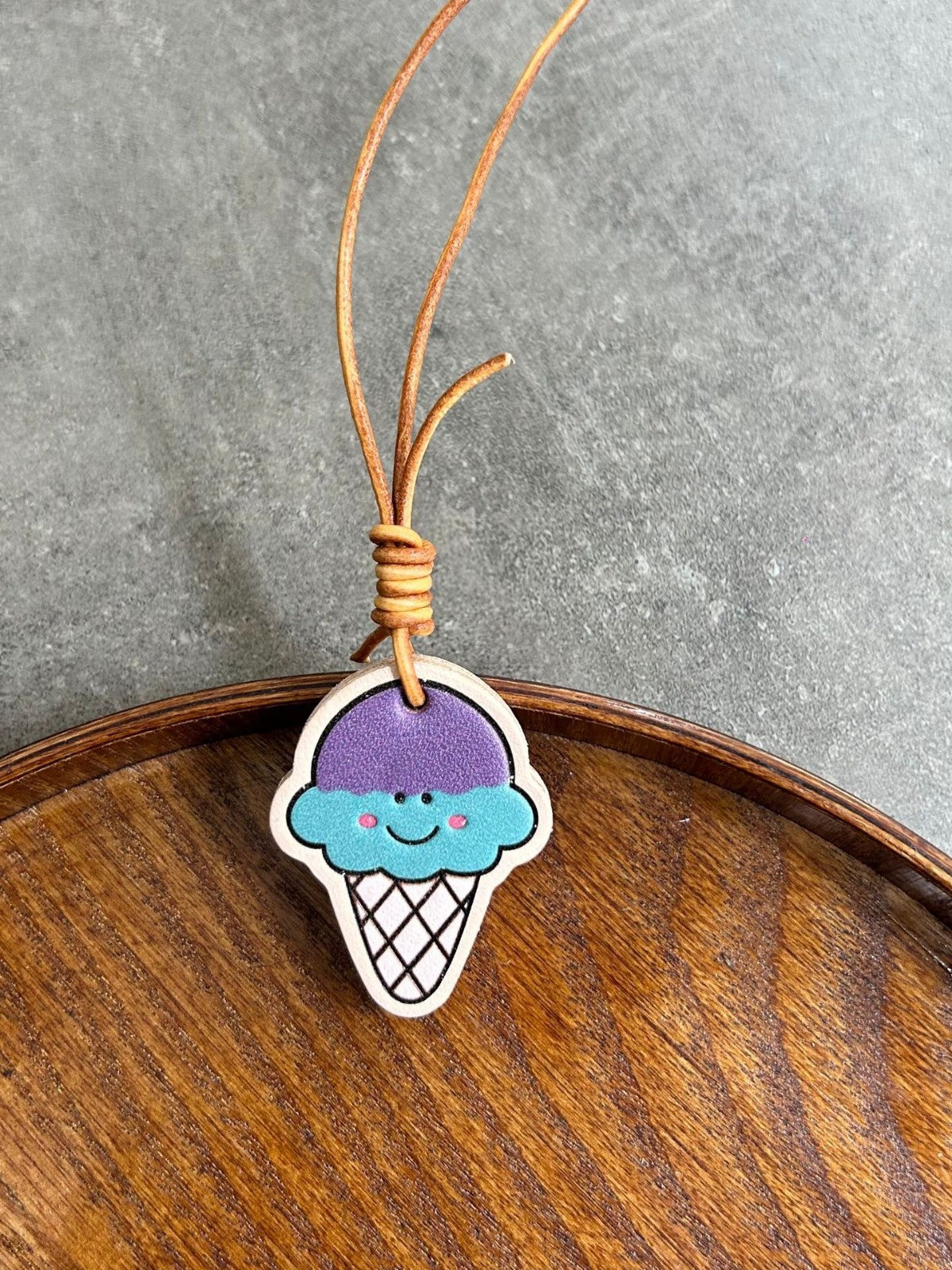 Ice Cream Leather Charm | Cute Colorful Pendant | Bag & Key Accessory