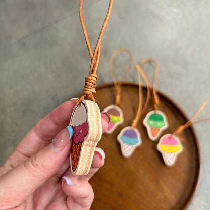 Ice Cream Leather Charm | Cute Colorful Pendant | Bag & Key Accessory