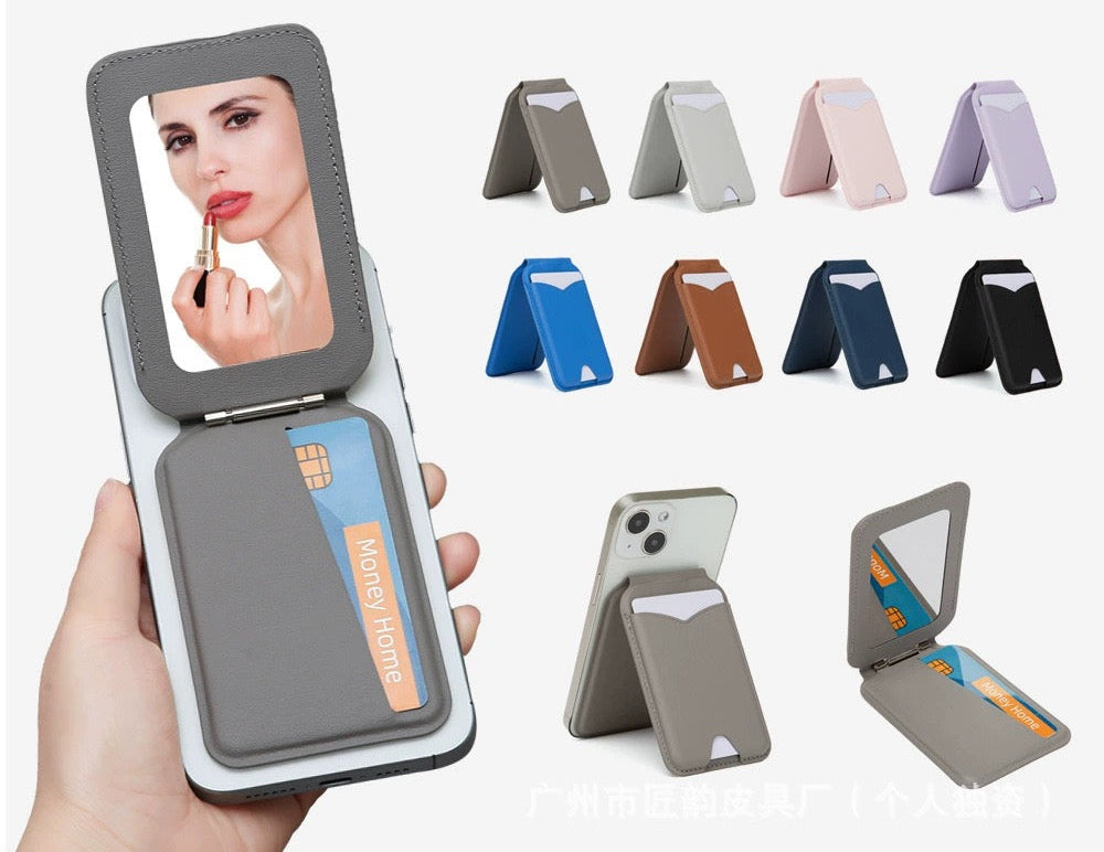 LEAVO MagSafe Mirror Wallet – Magnetic Card Holder & Stand