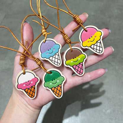 Ice Cream Leather Charm | Cute Colorful Pendant | Bag & Key Accessory