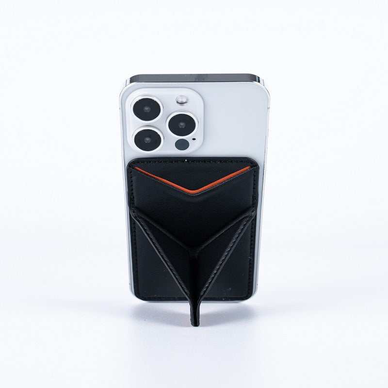 Leather Foldable Phone Wallet Stand with Card Slot