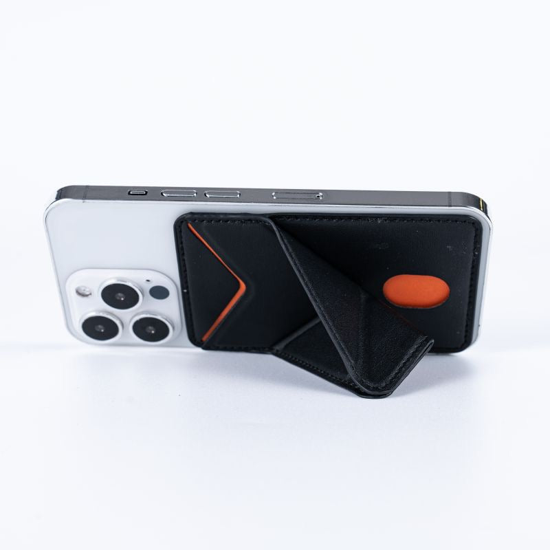 Leather Foldable Phone Wallet Stand with Card Slot