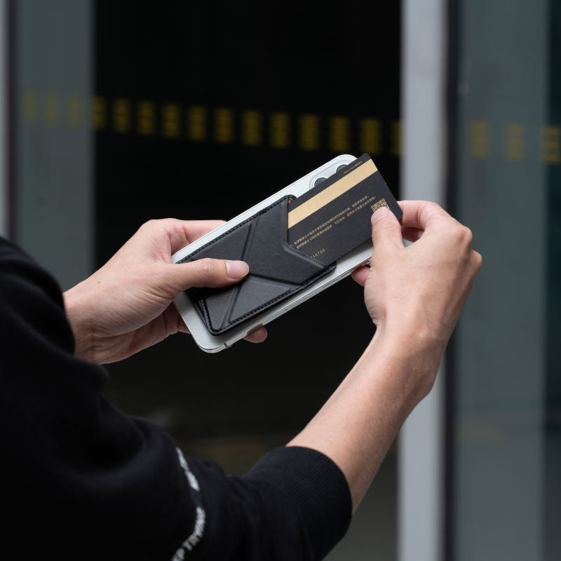 Leather Foldable Phone Wallet Stand with Card Slot