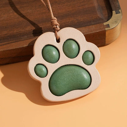 Cat paw shaped leather keychain – handmade charm