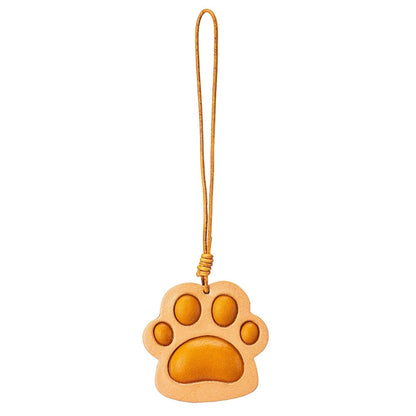 Leather bag charm with paw design – handmade accessory
