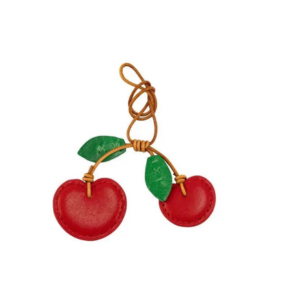 🍒 Cherry Leather Charm – Cute Bag Accessory