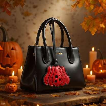 Handmade Leather Pumpkin Charm – Cute Halloween Bag Keychain Gift