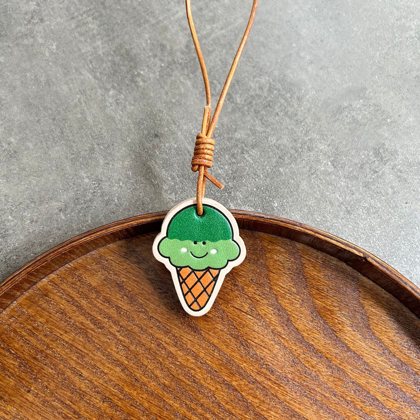 Ice Cream Leather Charm | Cute Colorful Pendant | Bag & Key Accessory