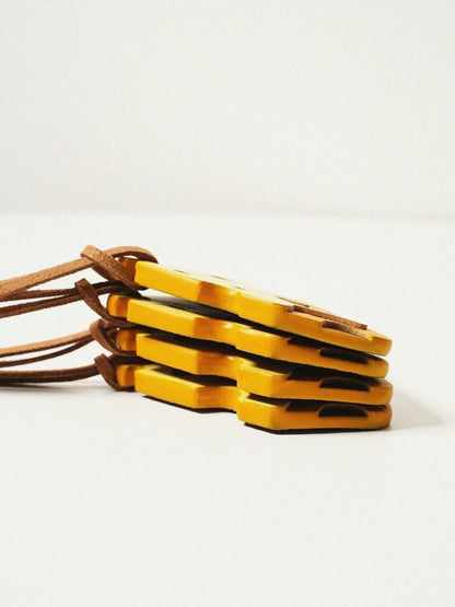 Leather cheese keychain – handmade fun charm