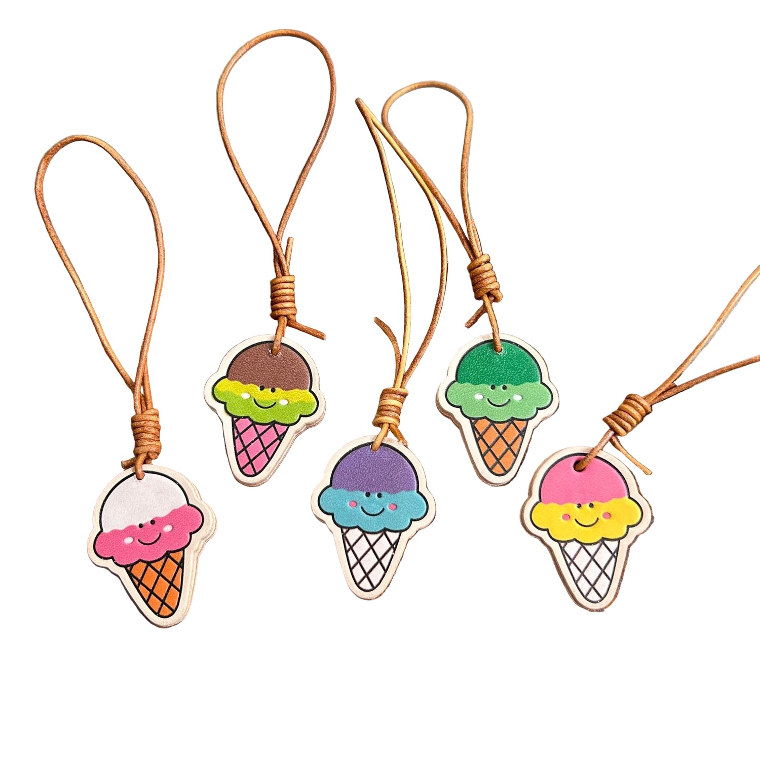 Cute ice cream leather charm for bags and keychains
