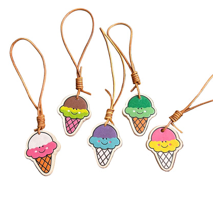 Cute ice cream leather charm for bags and keychains