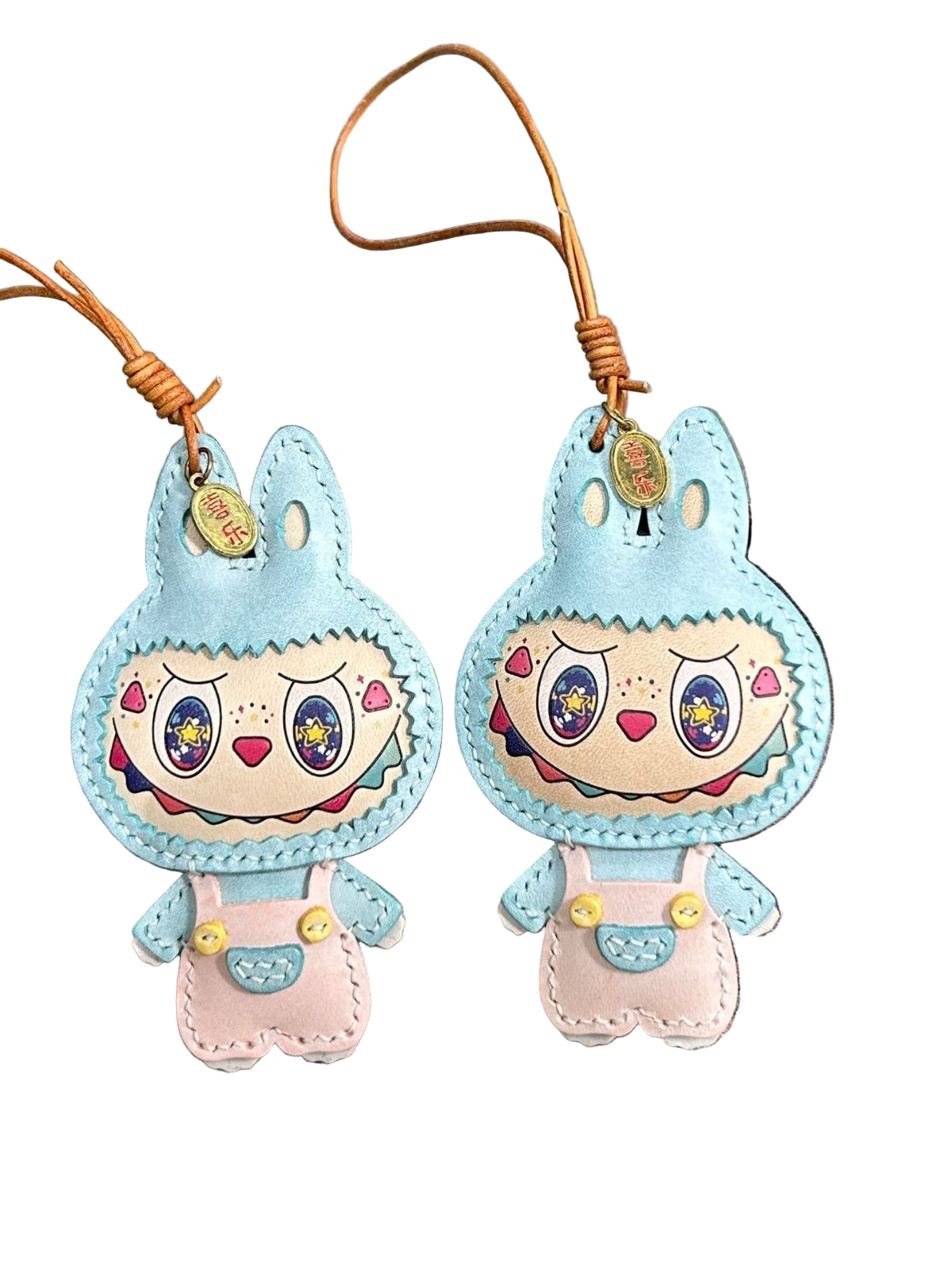 Handmade Leather Bunny Keychain – Cute Cartoon Doll Charm, PU Leather Bag Pendant, Aesthetic Gift for Girls